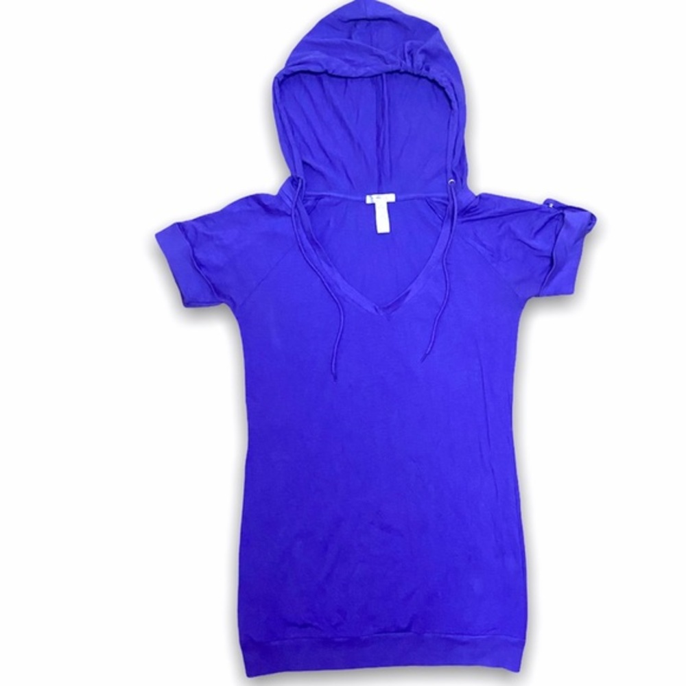 HOODED SHORT SLEEVE SWEATSHIRT TOP